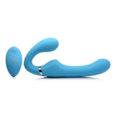 10x Mighty Rider Vibrating Strapless Strap on Blue