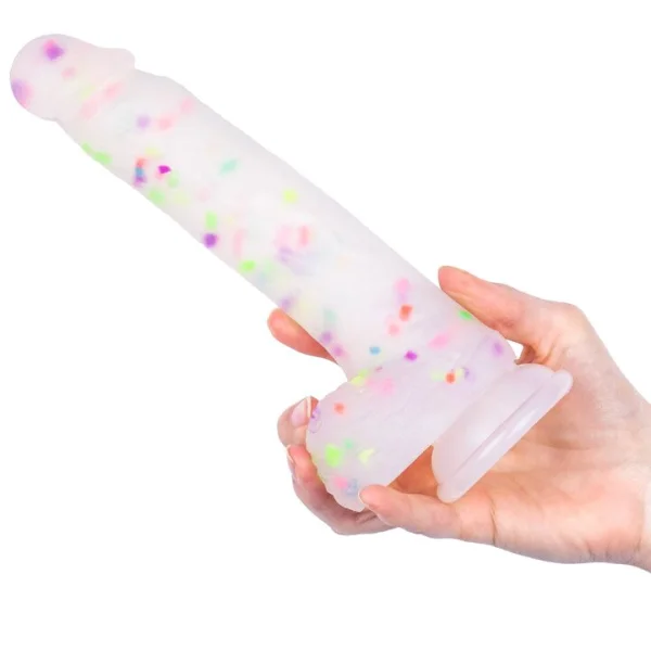 Bondara Confetti Cannon Glow in the Dark Dildo - 8 Inch — image 5 of 6
