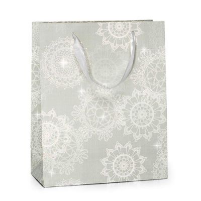 Silver snowflakes gift tote