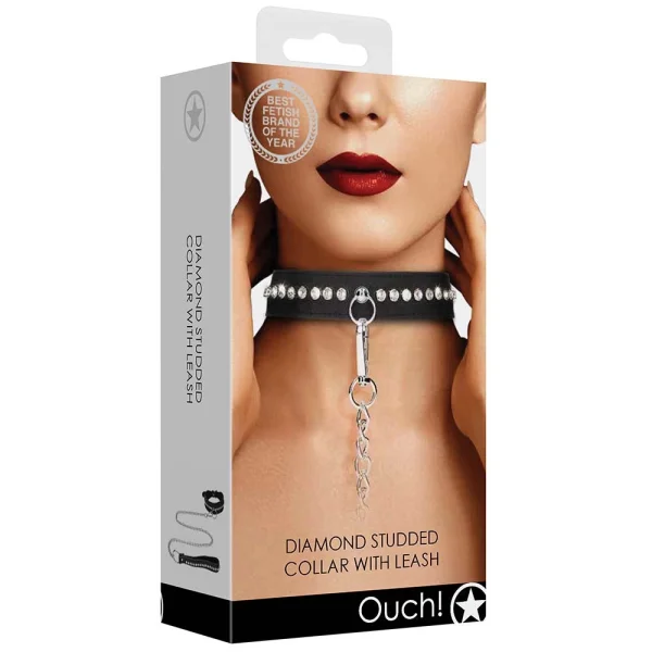 Ouch Diamond Studded Collar With Leash