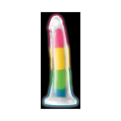 Realistic Dildos Lollicock Silicone Dildo 7 In Rainbow Glow In The Dark