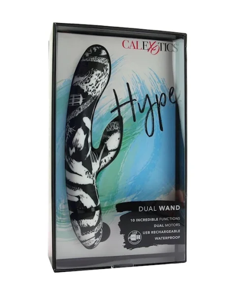 Hype Dual Wand Rabbit Vibrator - Black / White — image 6 of 13