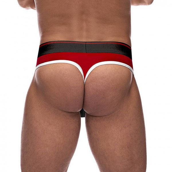 Male Power Blue and Black Retro Sport Panel Thong