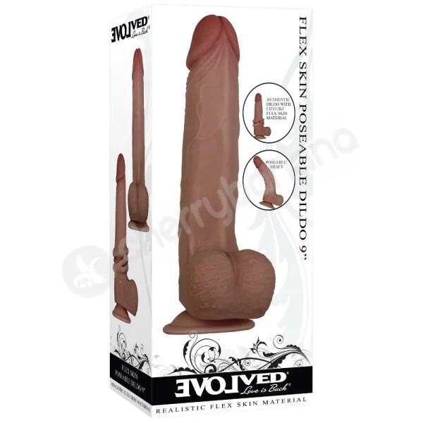 Evolved Flex Skin Poseable Brown 9" Dildo