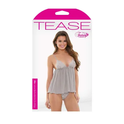 Ella Lace Babydoll and G String Dove gray S m