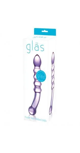 Purple Rain Ribbed Glass Dildo