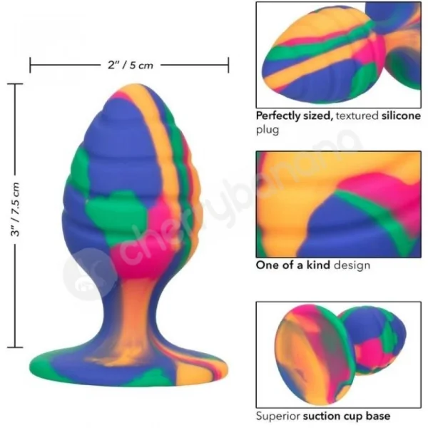 Calexotics Cheeky Medium Swirl Tie-Dye 2" Silicone Butt Plug