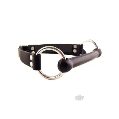 Rouge Leather O Ring Rod Gag Black