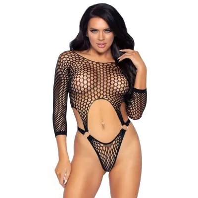 Pothole Suspender Top Bodysuit One Size Black