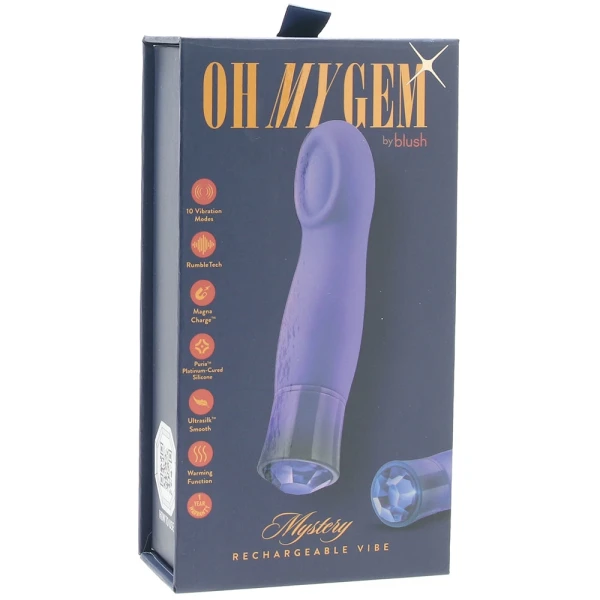 Oh My Gem Mystery Rechargeable Waterproof Silicone Warming Vibrator By Blush - Sapphire
