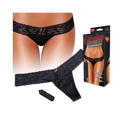 Vibrating Lace Thong Black Ml