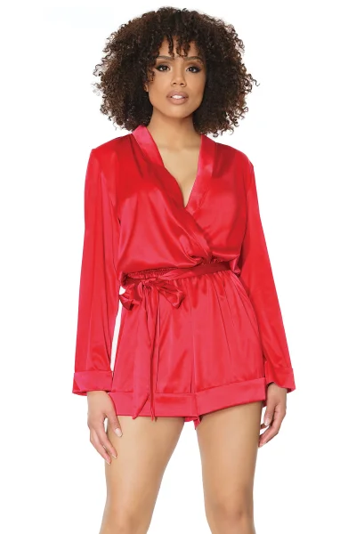 Sexy Red Satin Romper