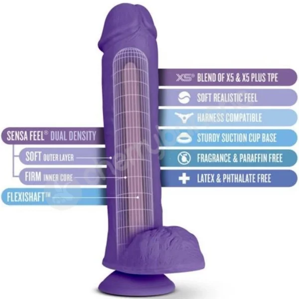 Au Naturel Bold Big John Purple 11" Flexishaft Dildo