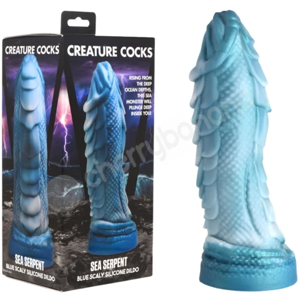 Creature Cocks Sea Serpent Blue Scaly Silicone Fantasy Dildo