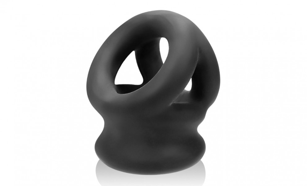 Oxballs Tri-Squeeze Ball-Stretcher & Cock Cage | Black Ice