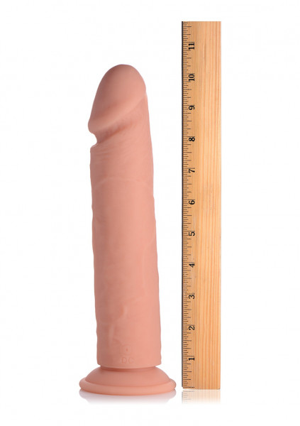 10 Inch Vibrating Remote Control Silicone Dildo - Flesh - Life Like Vibrating Dildos