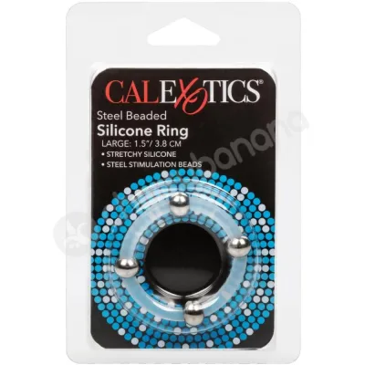 Calexotics Steel Beaded Large Clear Silicone Cock Ring