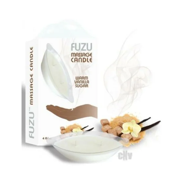 Fuzu Massage Candle Warm Vanilla Sugar White 4 Oz.