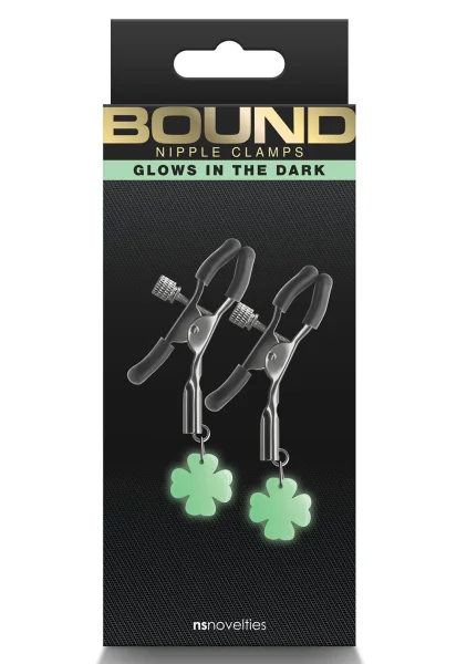 Bound Adjustable G4 Glow In The Dark Nipple Clamps by NS Novelties - Rose Gold