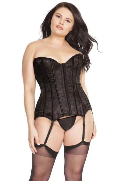 Plus Size Black Lace Paneled Corset