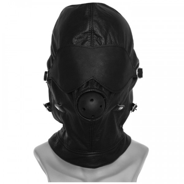 Torment Leather Bondage Hood with Ball Gag