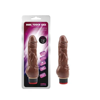 Real Touch Vibrating Cock Brown 7 8 Inch