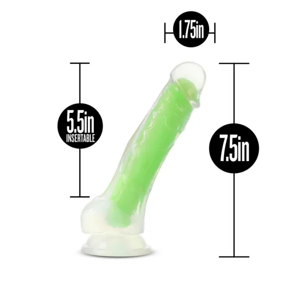 Neo Elite Glow In The Dark Viper 7.5 In Silicone Dual Density Dildo W/ Balls Neon Green