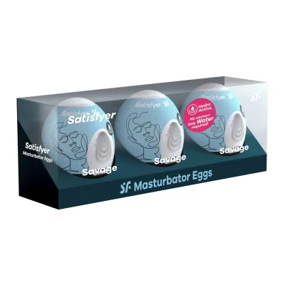 3 Pc Set Masturbator Egg Savage Blue