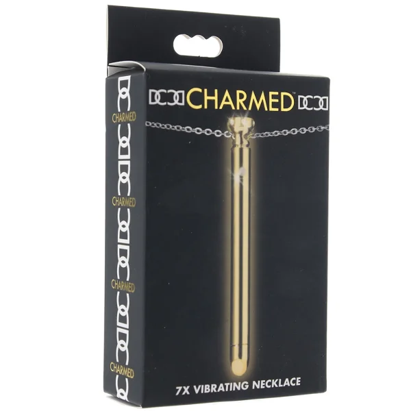 Charmed 7X Rechargeable Stainless Steel Vibrating Necklace - Gold