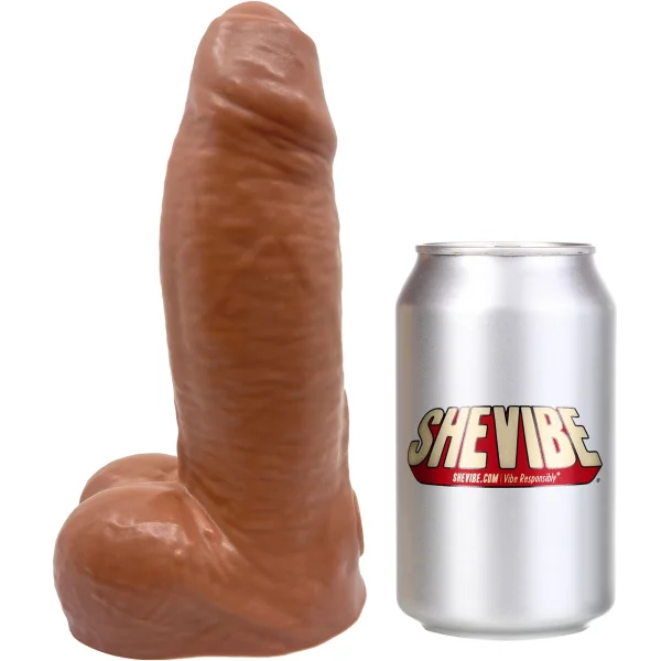 BIG Daddy Danny Uncut XL 8" Platinum Silicone Realistic Dildo With Balls By Dee's Big Daddies - Caramel