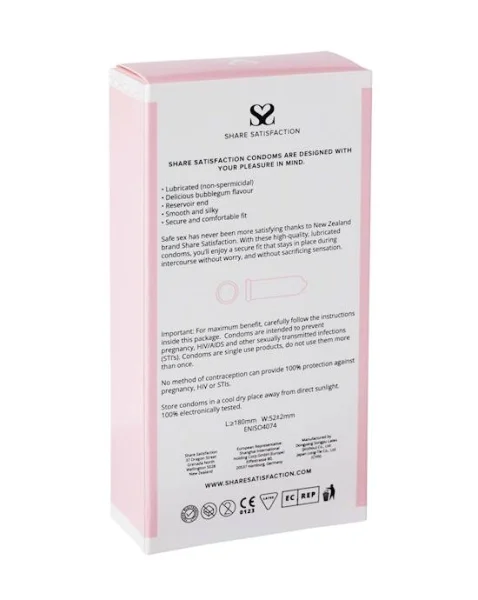 Share Satisfaction Bubblegum Flavoured Condom - 12 Pack - Bubblegum
