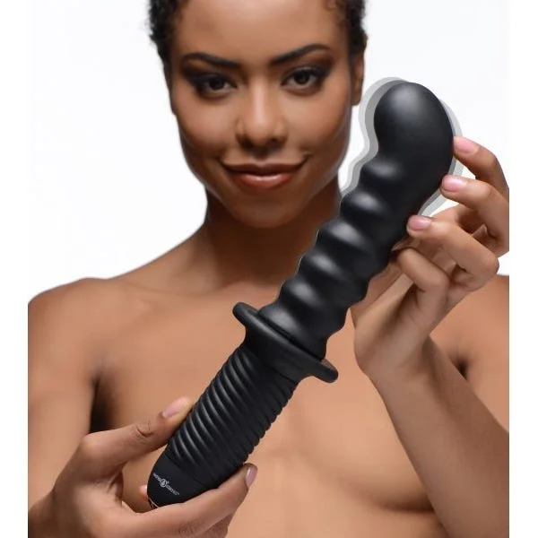 Ass Thumper The Skew 10X Silicone Vibrating Thruster Anal Butt Plug with Handle