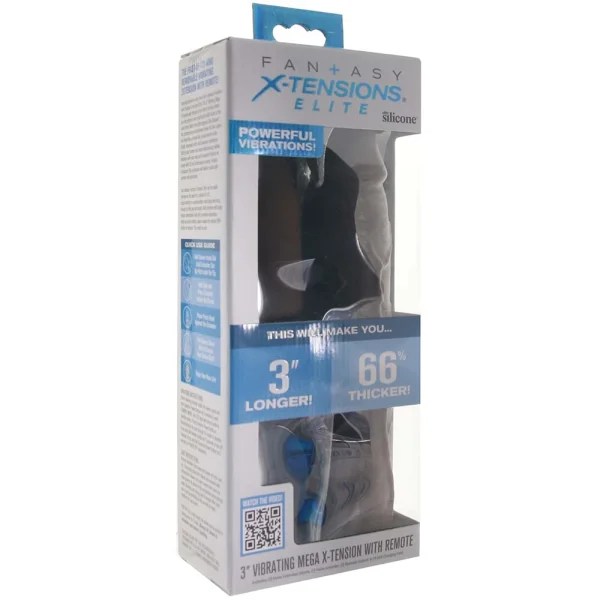Fantasy X-tensions Elite Silicone Vibrating 9" Penis Extension With 3" Extender & Remote  - Chocolate