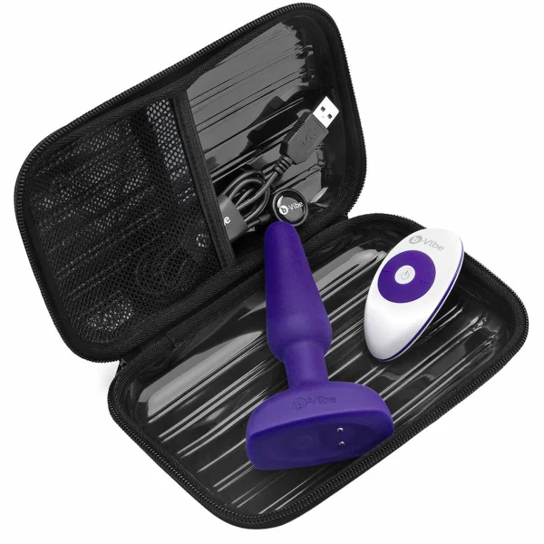 b-Vibe Trio Plug Waterproof Remote Control Vibrating Anal Toy - Purple