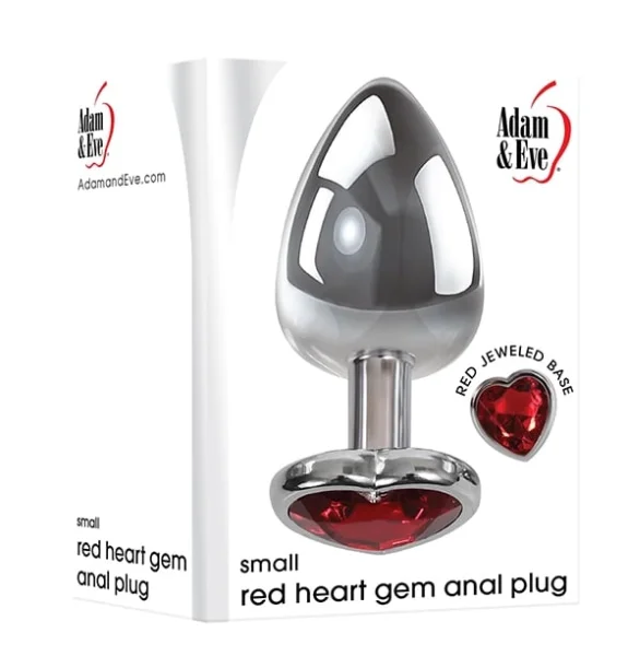 Small Red Heart Gem Anal Plug Chrome/Red — image 4 of 6