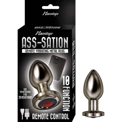 Ass Sation Remote Vibrating Metal Plug Black