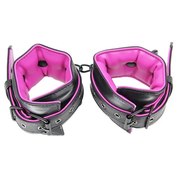 Love In Leather Hot Pink Padded Faux Leather Cuffs