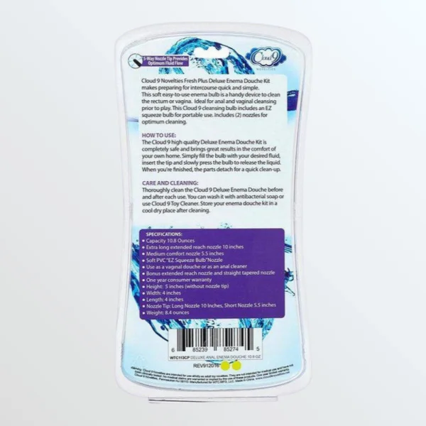 Cloud 9 Fresh + Deluxe Anal Enema Douche Kit Squeeze Bulb with Soft Nozzle 10.8oz