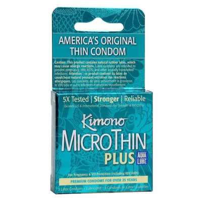 Kimoni Microthin Plus Aqua Lubricant Condoms 3 Pack 3