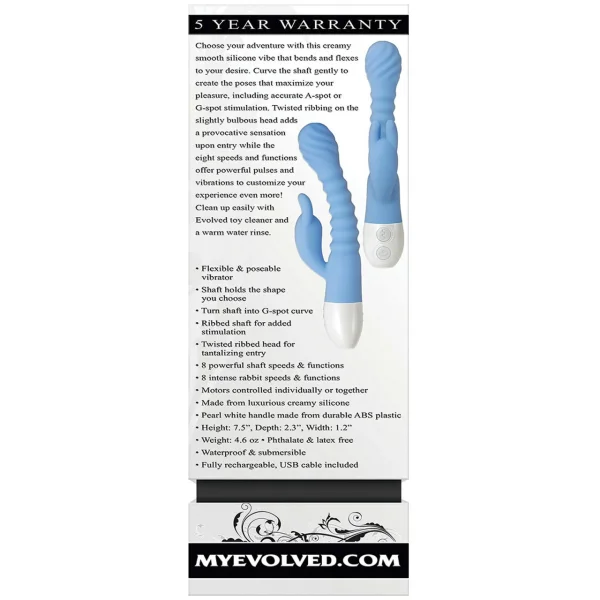 Bendy Bunny Flexible Silicone Rechargeable Vibrator by Evolved Novelties