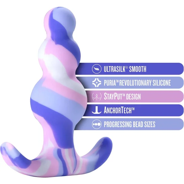 Avant Twilight Beaded Silicone Butt Plug By Blush - Blue — image 5 of 10