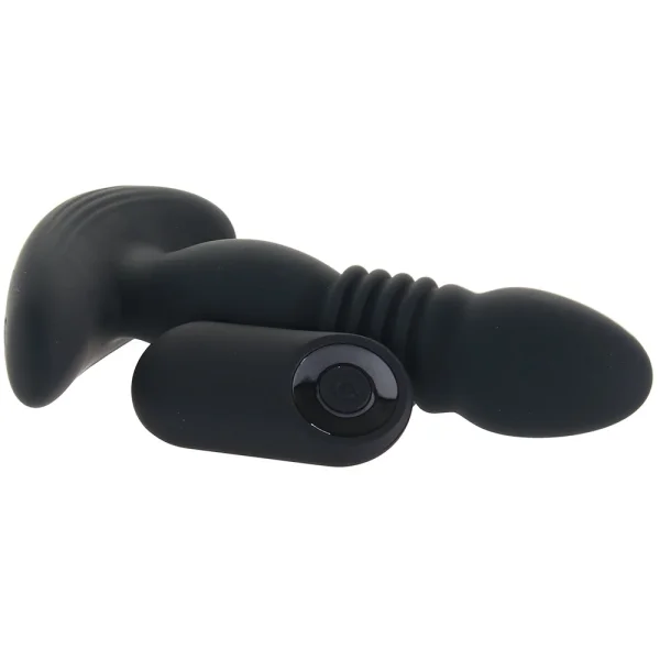 Playboy Pleasure Trust The Thrust Rechargeable Silicone Thrusting Anal Plug With Remote - Black