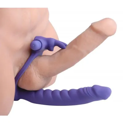 Double Delight Dual Penetration Vibrating Rabbit C Ring