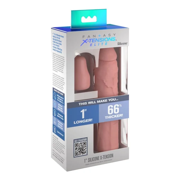 Fantasy X-tensions Elite Silicone 7" Penis Extension With 1" Removable Extender  - Vanilla