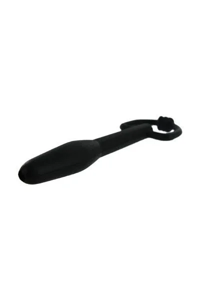 Silicone Cum-thru D-ring Penis Plug - Black