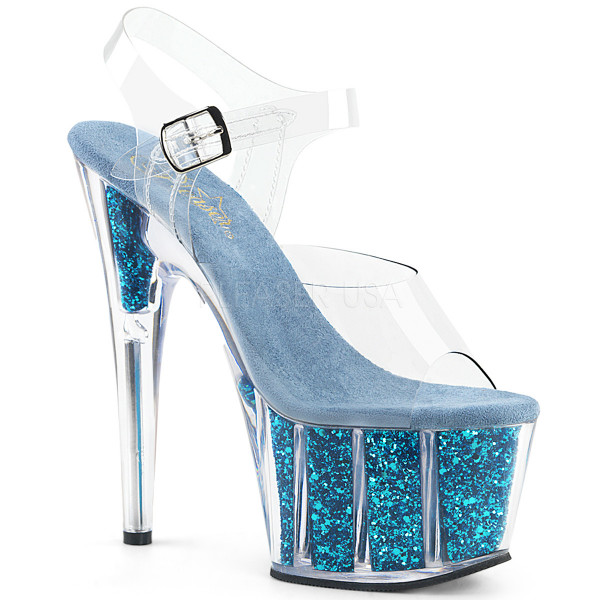 7 inches Heel, 2 3/4 inches PF Ankle Strap Sandal w/ Glitter Inserts — image 21 of 25