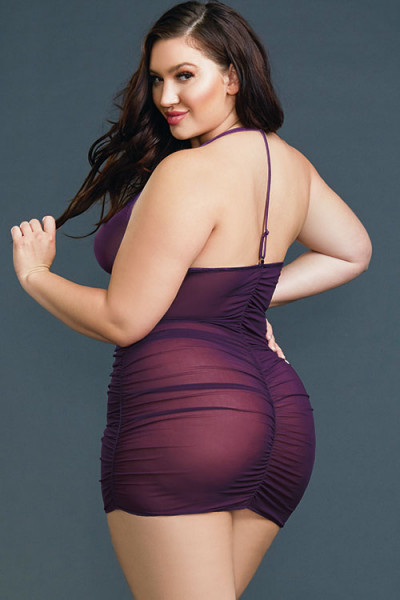 Enchantress Slinky Zip-Up Chemise with G-String By Dreamgirl