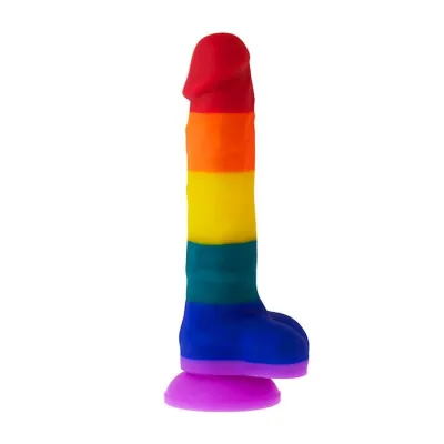 Nood Colours Rainbow Silicone Dildo With Balls