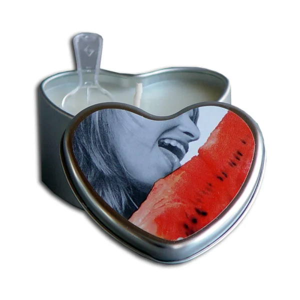 Earthly Body Edible Massage Candle Watermelon 4oz Heart Tin — image 4 of 6