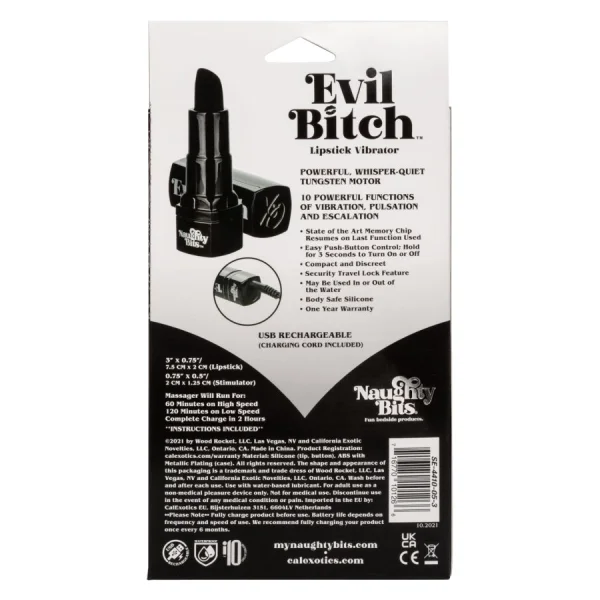Calexotics Naughty Bits Evil Bitch Lipstick Vibrator — image 4 of 5